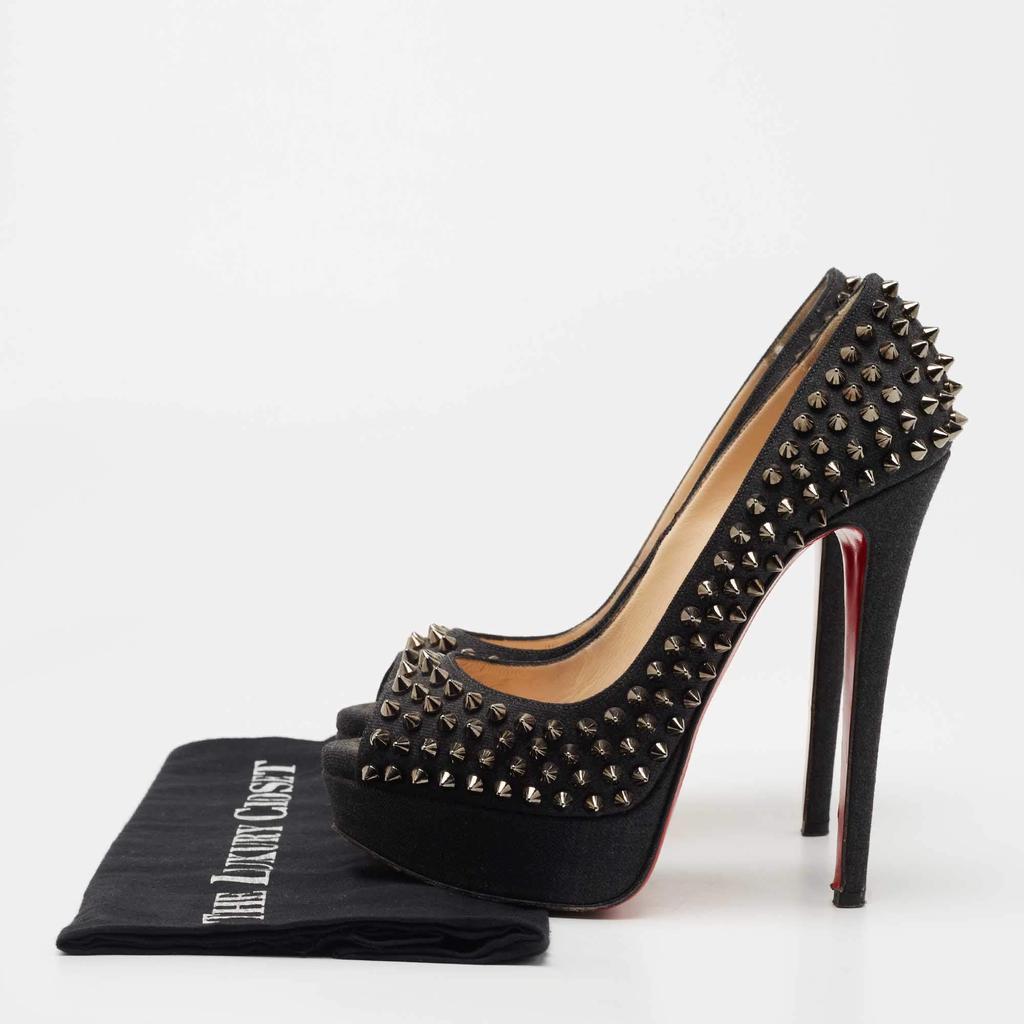 稀少　Christian Louboutin スパイク ハイヒール Christian Louboutin studded heels Size:7 Gold color with Bag