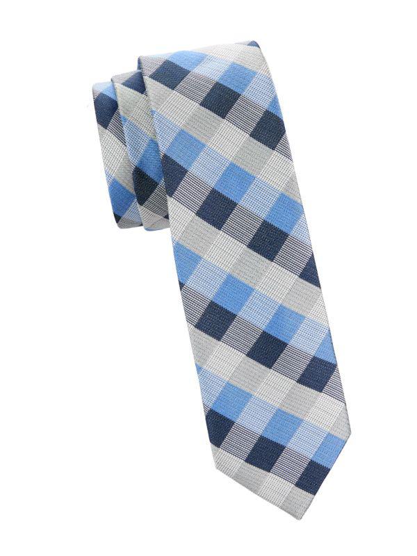 Andrew Marc Kid's Check Silk Blend Tie