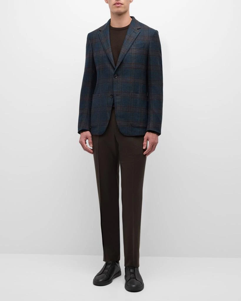 Zegna Men's Solid Pure Wool Flat-Front Pants 3