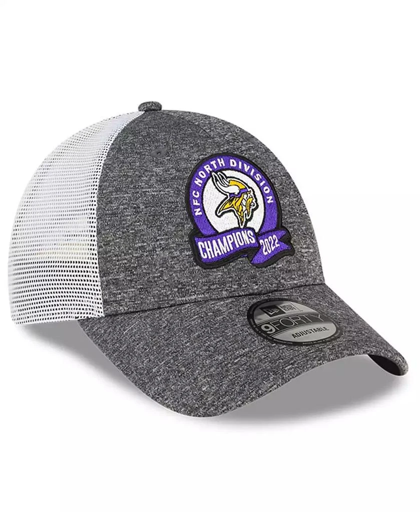 New Era Men's Heather Gray Minnesota Vikings 2022 NFC North Division Champions Locker Room 9FORTY Adjustable Hat 3