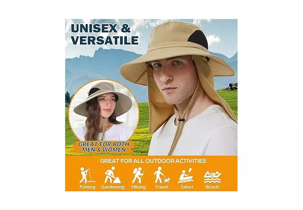 MULTIJOY Wide Brim Sun Hat, UPF 50+ UV Protection Waterproof Packable Bucket Hat for Men 
Women, Go Fishing Hiking Beach 4