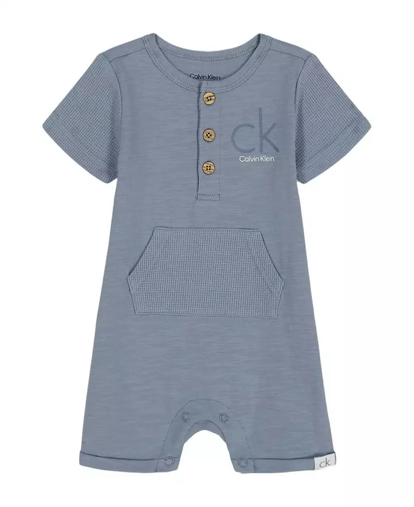 Calvin Klein Baby Boys Slub Jersey Button-Up Shorts Coverall