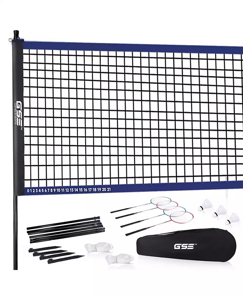 GSE Games 
Sports Expert Recreational Badminton Complete Set with Portable Badminton Net, 4 Badminton Rackets, 3 Shuttlecocks 
Carrying Bag