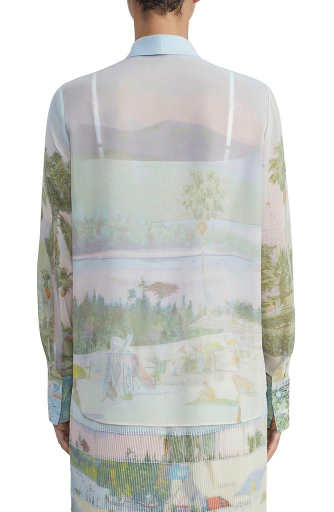 Lafayette 148 New York Scottie Park Print Georgette Blouse