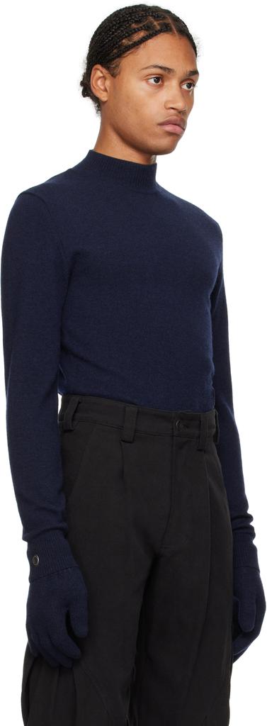 Hyein Seo Navy Military Turtleneck & Gloves Set