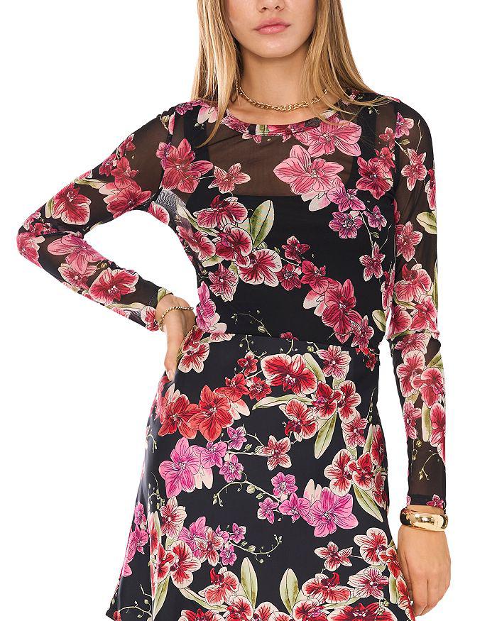 1. State Floral Print Mesh Top