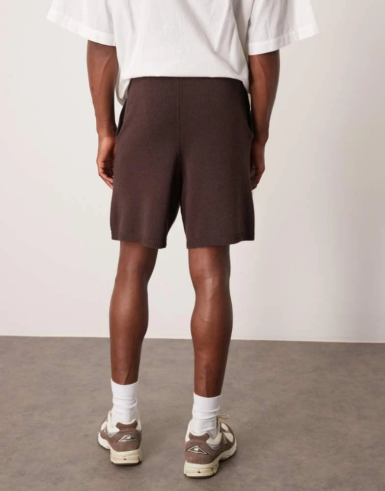 ASOS ASOS DESIGN oversized midweight knitted cotton shorts co-ord in brown 4