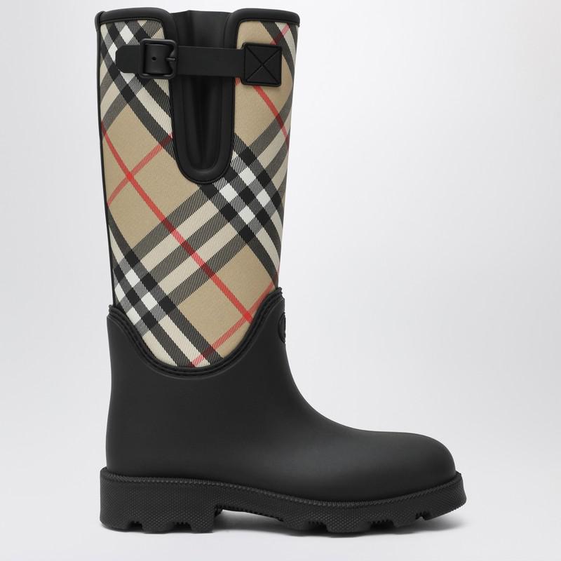 Burberry Tall black Marsh Stamp rubber boots