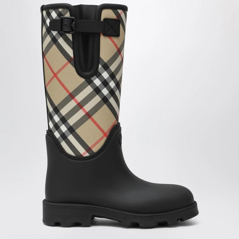 Burberry Tall black Marsh Stamp rubber boots 1