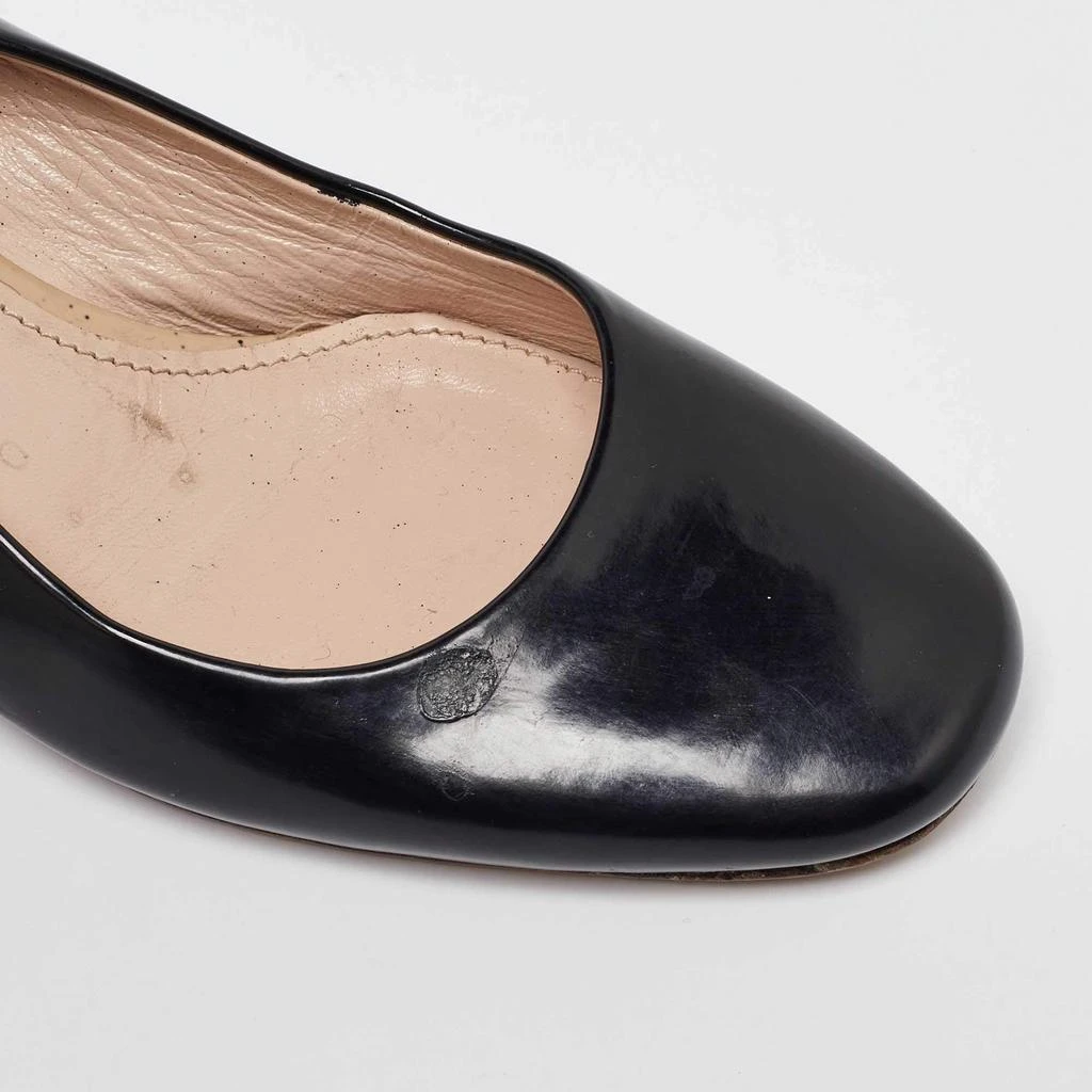 Miu Miu Miu Miu Black Patent Leather Crystal Embellished Block Heel Pumps Size 37 7