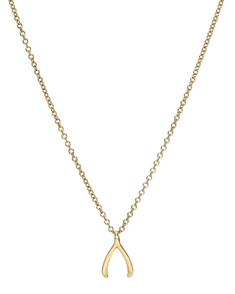 Zoe Lev 14k Gold Mini Wishbone Necklace