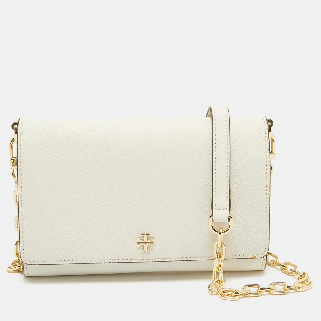 Tory Burch White Leather Emerson Wallet On Chain 1