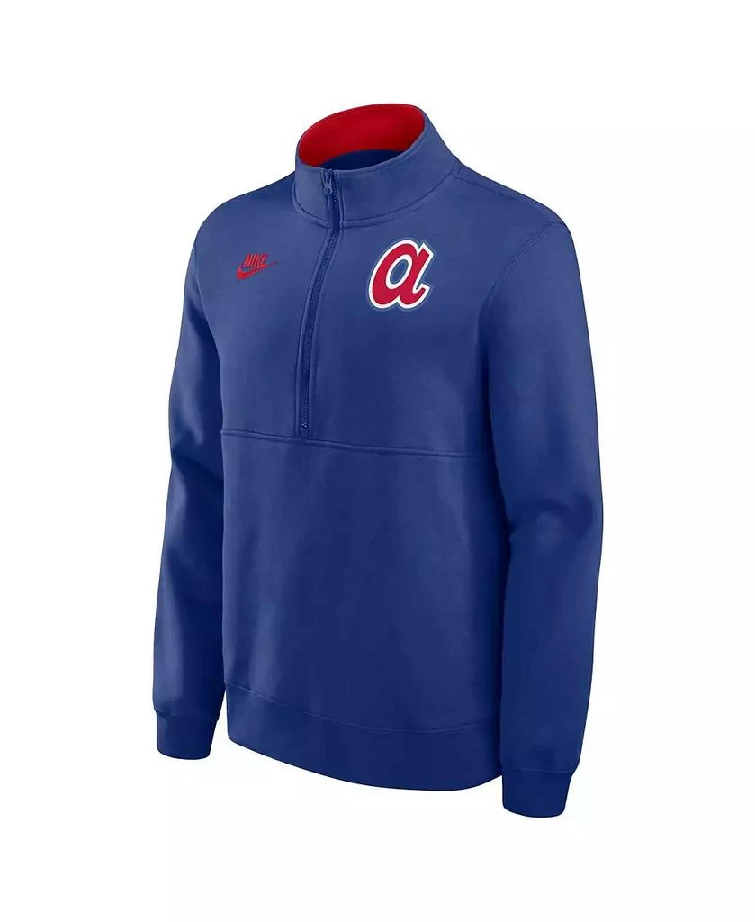 NIKE Men's Royal Atlanta Braves Cooperstown Collection Fleece Half-Zip Pullover Hoodie 3