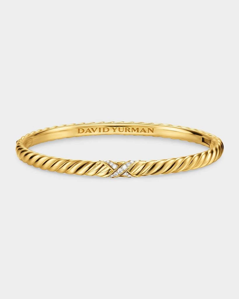 David Yurman Sculpted Cable X Bracelet with Diamonds in 18K Gold, 4.6mm 6