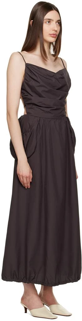 TheOpen Product Brown Gathered Midi Dress 2