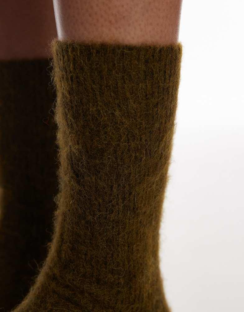 & Other Stories & Other Stories premium alpaca blend socks in khaki green