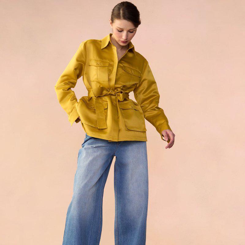 Cynthia Rowley Satin Safari Jacket Marigold