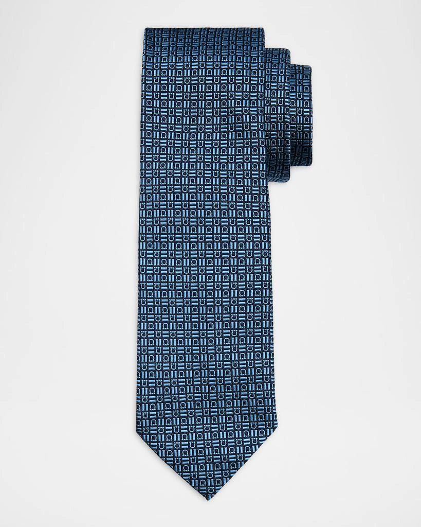Salvatore Ferragamo Men's Alternating Gancio Jacquard Silk Tie 1