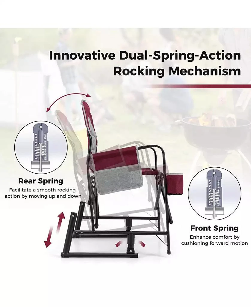 KUYOTQ Outdoor Rocker Camping Chair with Dual Springs and Padded Back 8