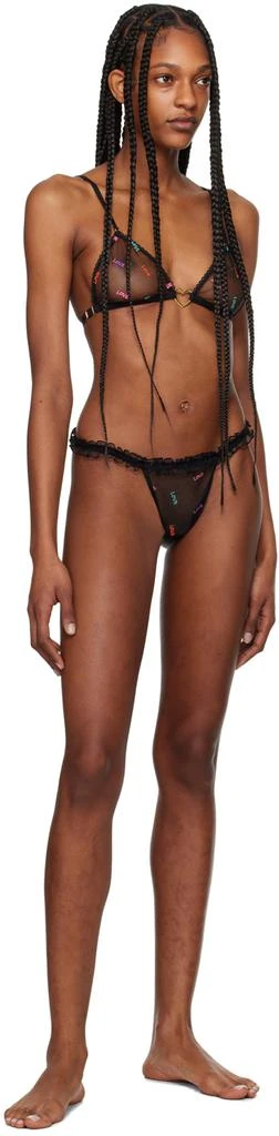 LE PETIT TROU Black Love Ruffled Thong 4