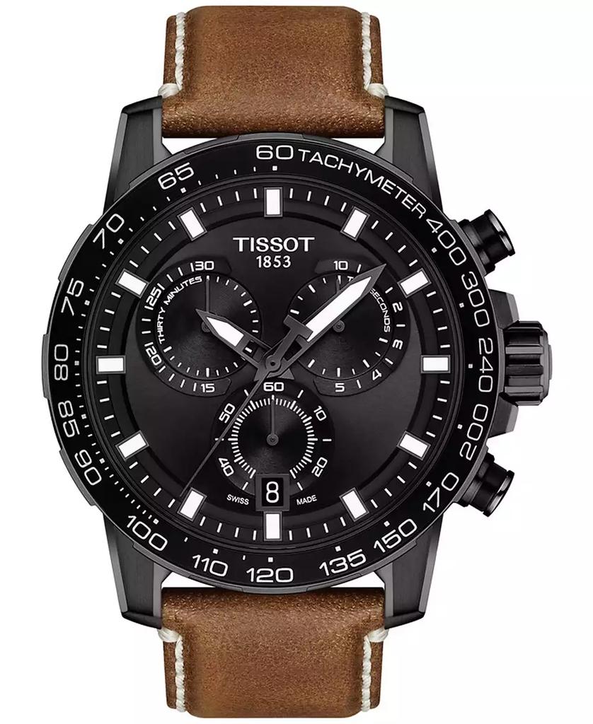 Tissot Men's Swiss Chronograph Supersport T-Sport Brown Leather Strap Watch 46mm