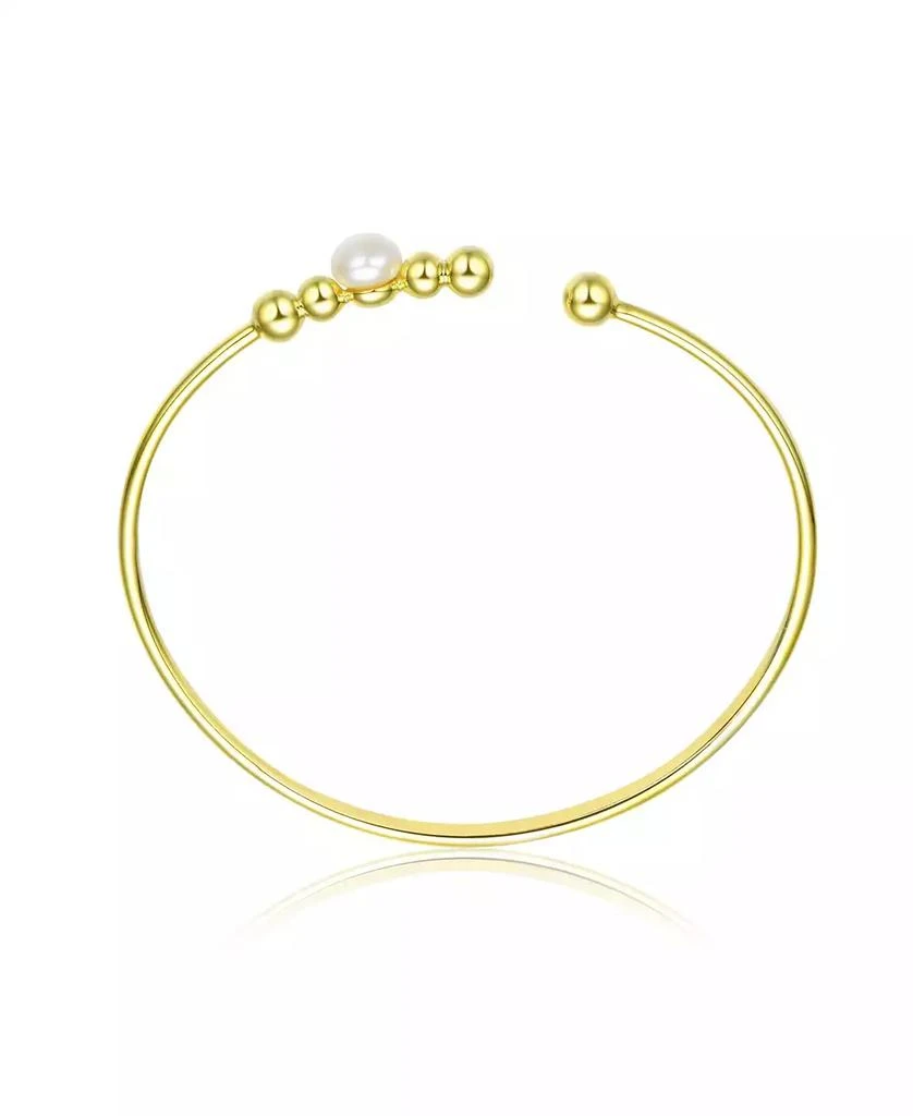 Genevive Sterling Silver with Gold Plated 6.5MM freshwater Pearl Bangle Bracelet 2