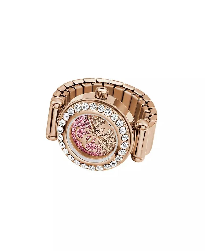 GUESS Women's Glitz Rose Gold-Tone Stainless Steel Analog Ring Watch, 18mm