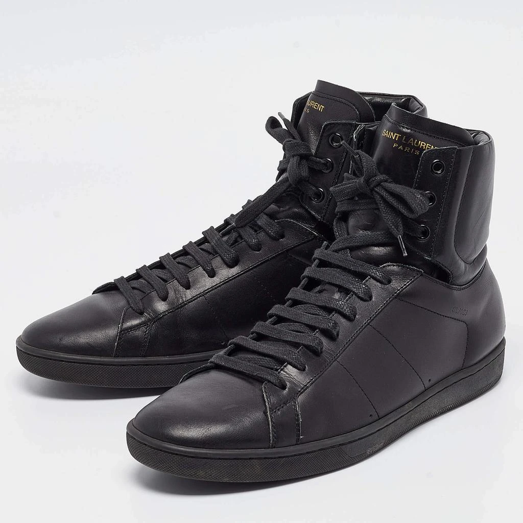 Yves Saint Laurent Saint Laurent Black Leather High Top Sneakers Size 43 2