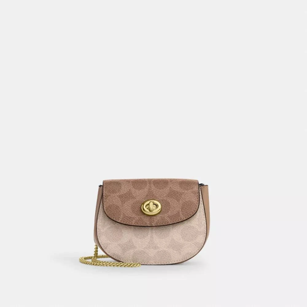 Coach Turnlock Card Case In Blocked Signature Canvas 1