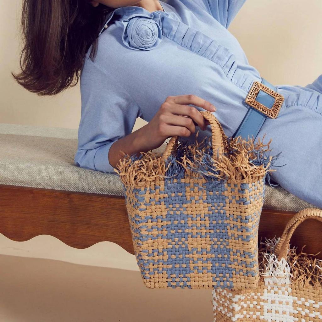 PAMELA MUNSON Rattan Buckle Belt In Cornflower
