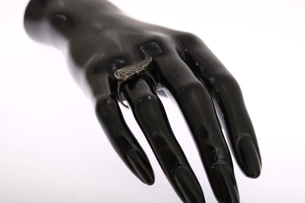 Nialaya Nialaya Silver Womens Black CZ Rhodium 925 Ring