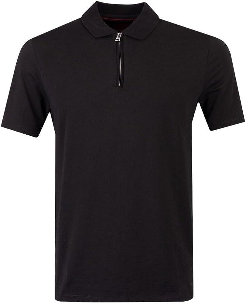 Hugo Boss Hugo Men's Dekok233 Black Half Zip Short Sleeve