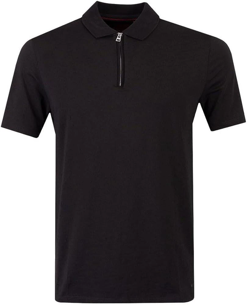 Hugo Boss Hugo Men's Dekok233 Black Half Zip Short Sleeve Polo T-Shirt 1