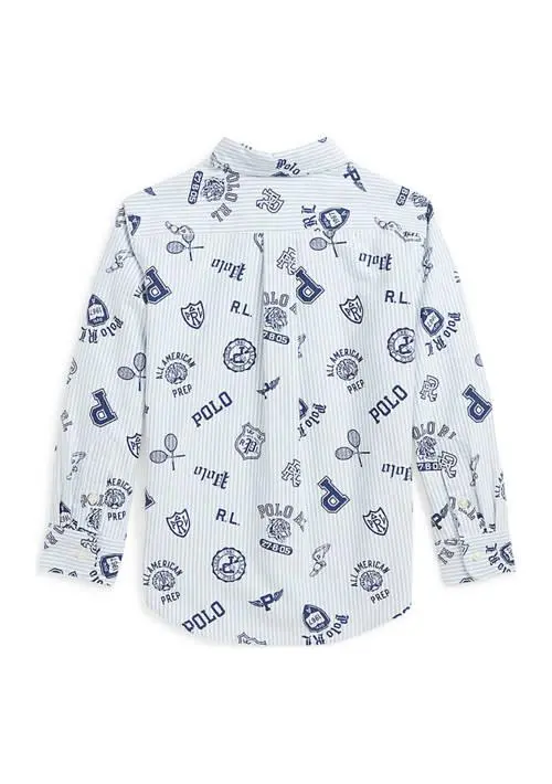 Ralph Lauren Boys 2-7 Striped Cotton Oxford Graphic Shirt 2