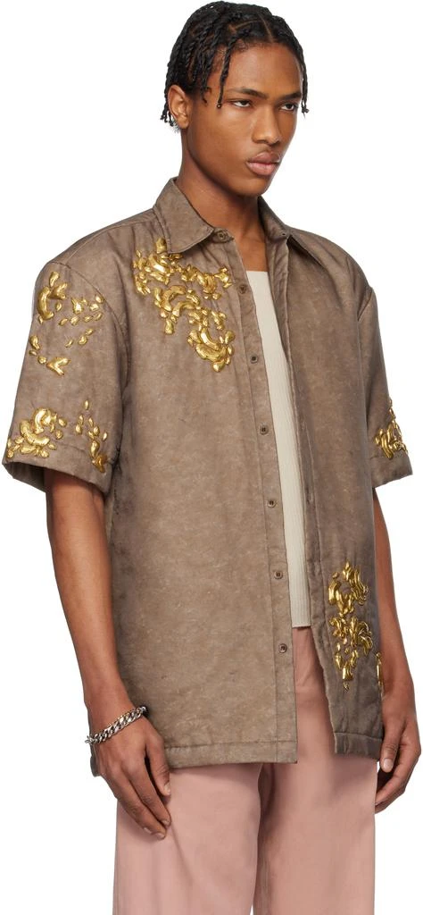 Dries Van Noten Brown Graphic Hardware Shirt 2