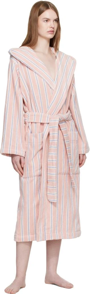 Tekla Pink Terry Hooded Bathrobe 4