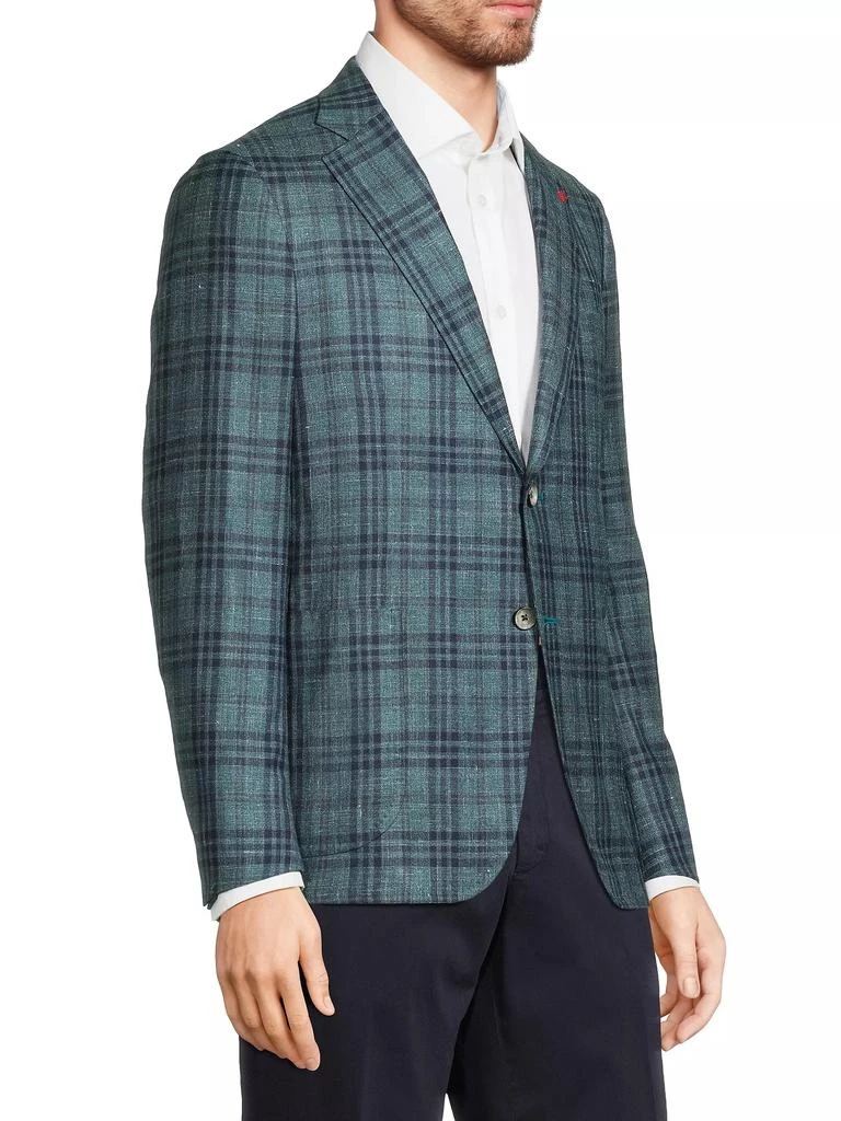 Isaia Check Wool-Blend Two-Button Blazer 4