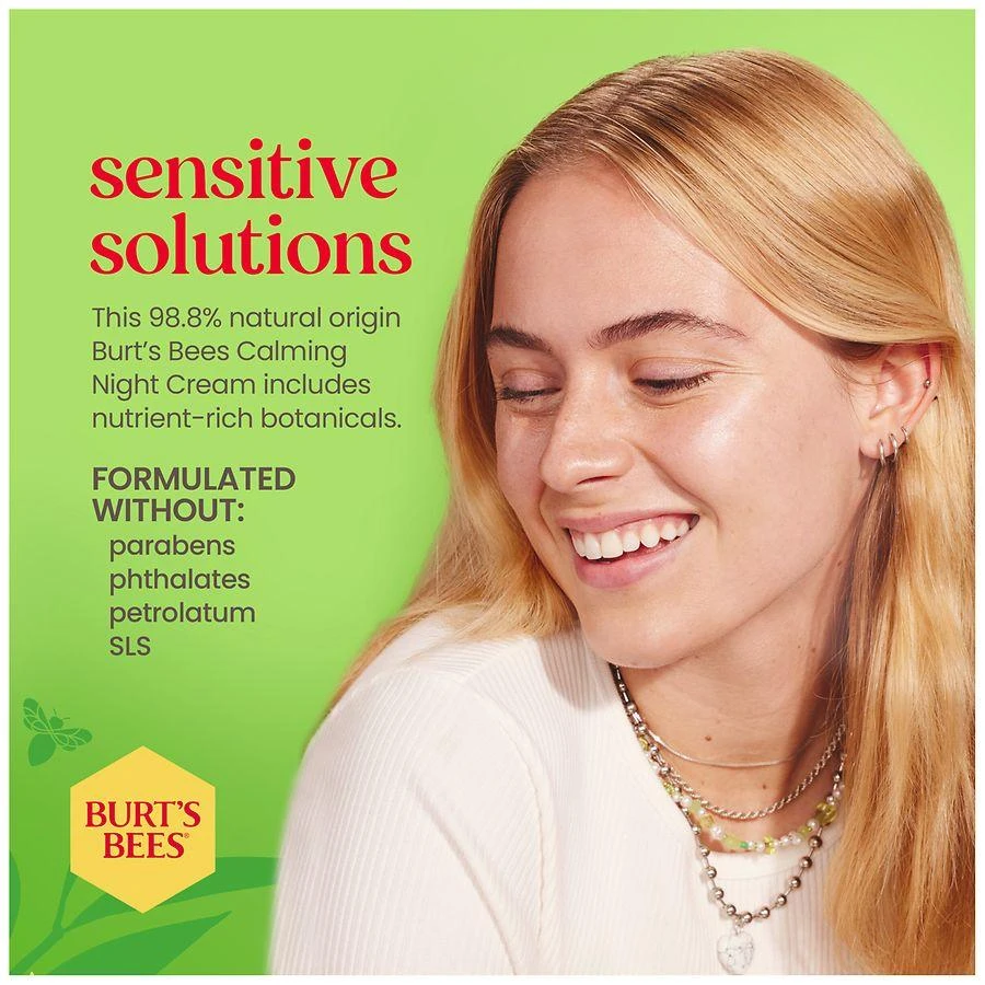 Burt's Bees Calming Night Cream Tub with Aloe + Rice Milk, for Sensitive Skin 6
