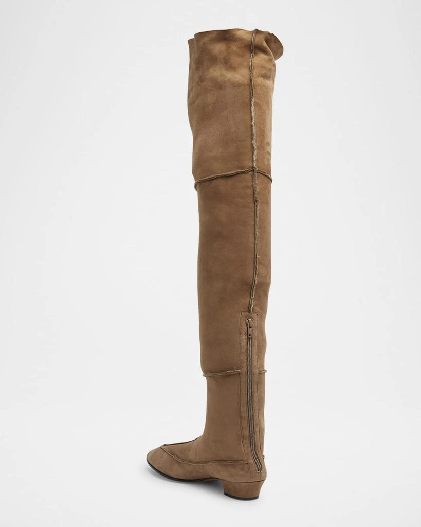 The Row Awar Suede Shearling Over-The-Knee Boots 3