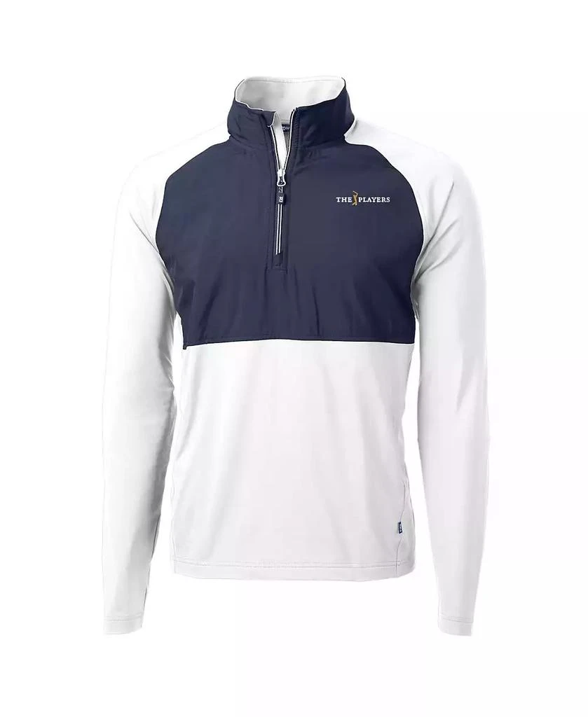 Cutter & Buck Men's White/Navy THE PLAYERS Adapt Eco Knit Hybrid Half-Zip Pullover Top 3