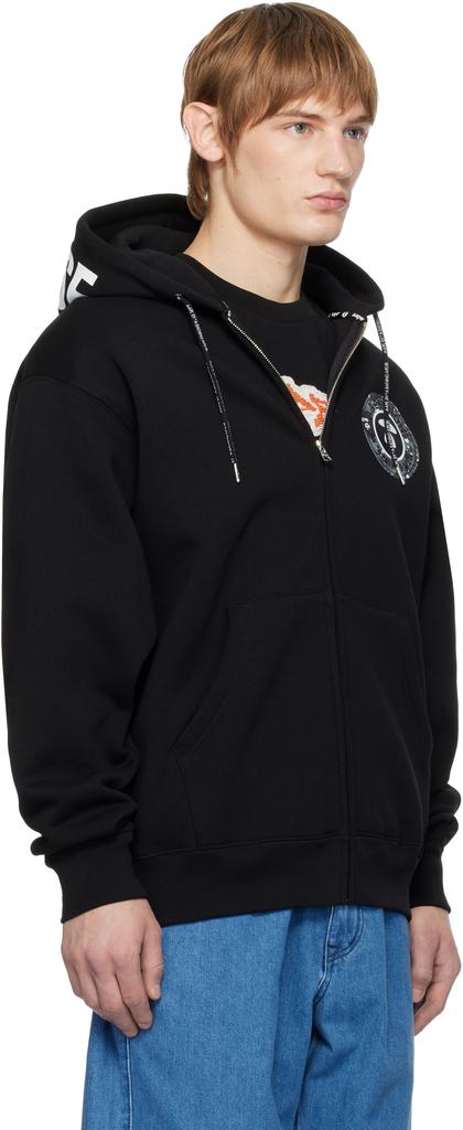 AAPE Black Moonface Logo Zip-Up Hoodie