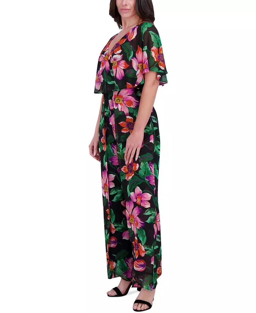 Kensie kenzie Women's Floral Chiffon Cape-Overlay Jumpsuit 3