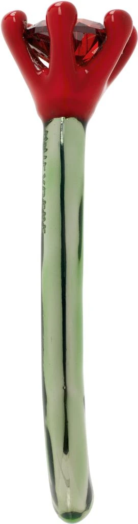 D'heygere Green & Red Solitaire Rose Loop Single Earring 1