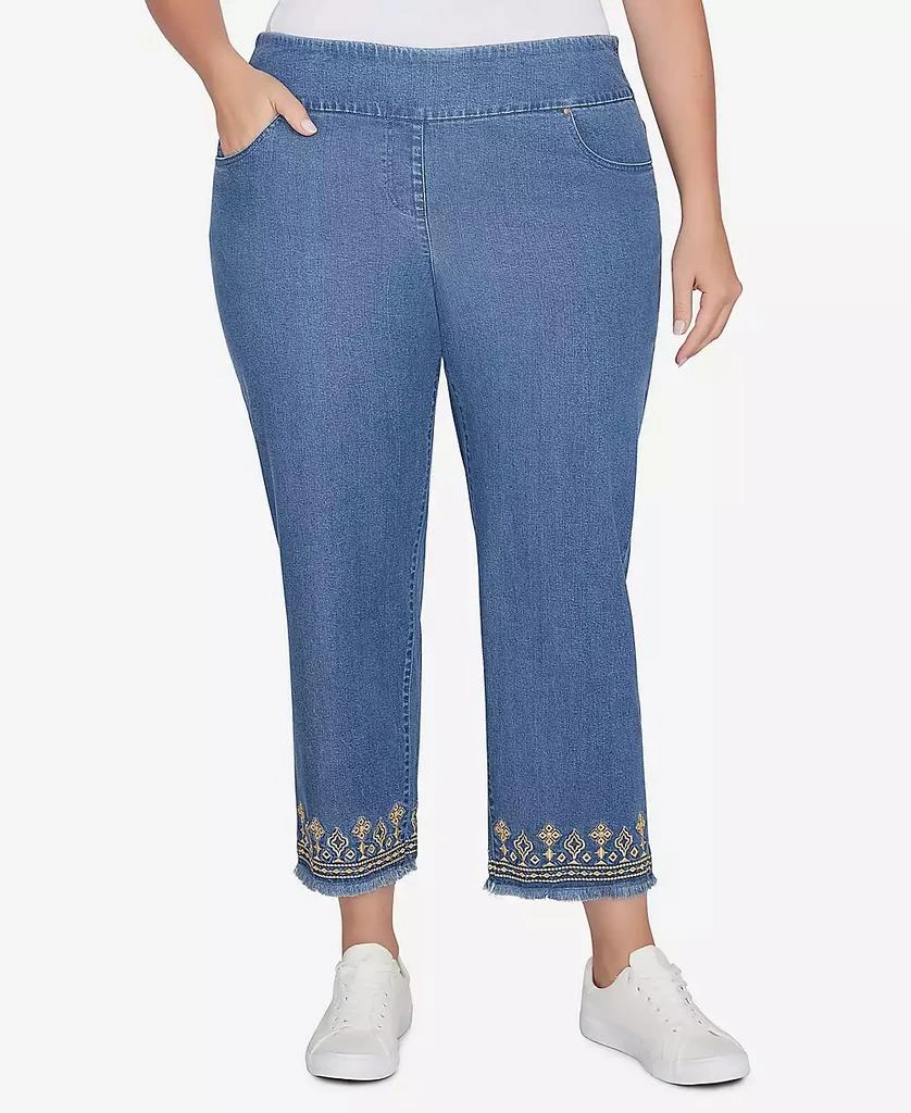 Ruby Rd. Plus Size Denim Embroidered Ankle Pants 1