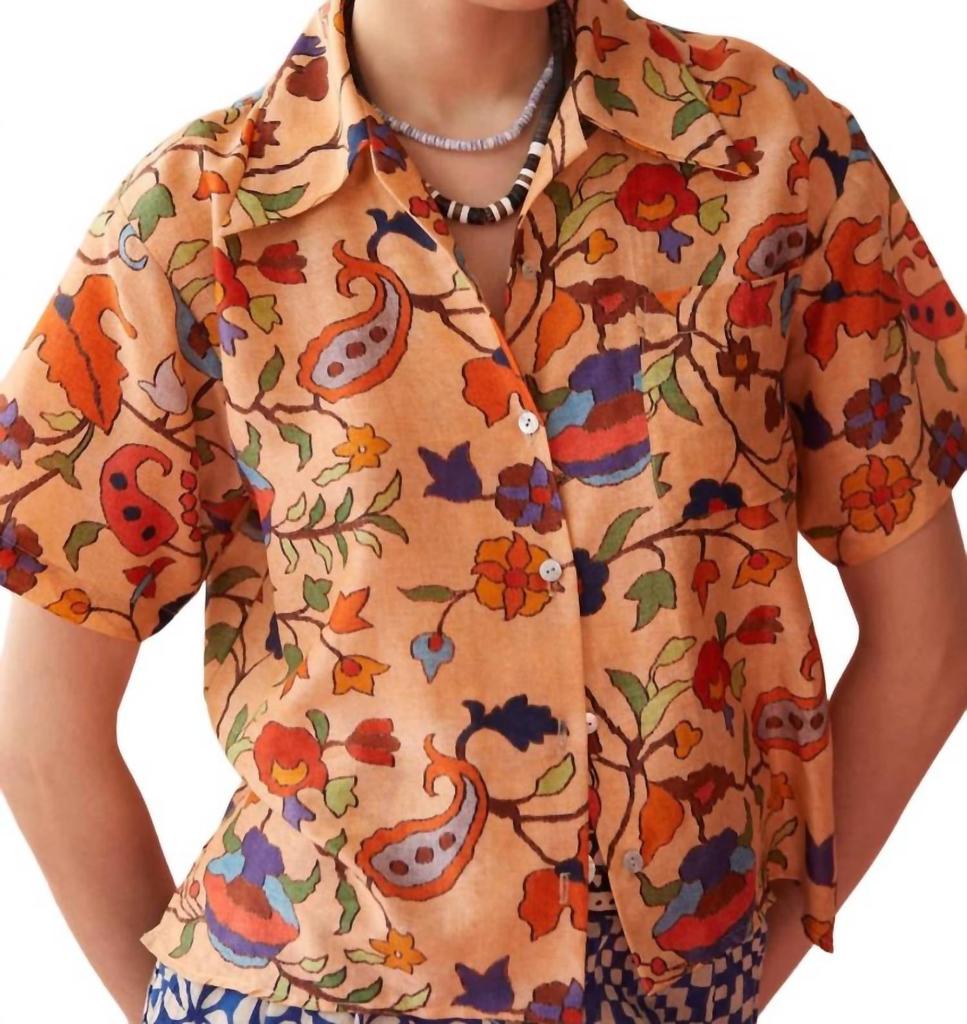 Alix of Bohemia Lilo Shirt In Gardenia Print Orange