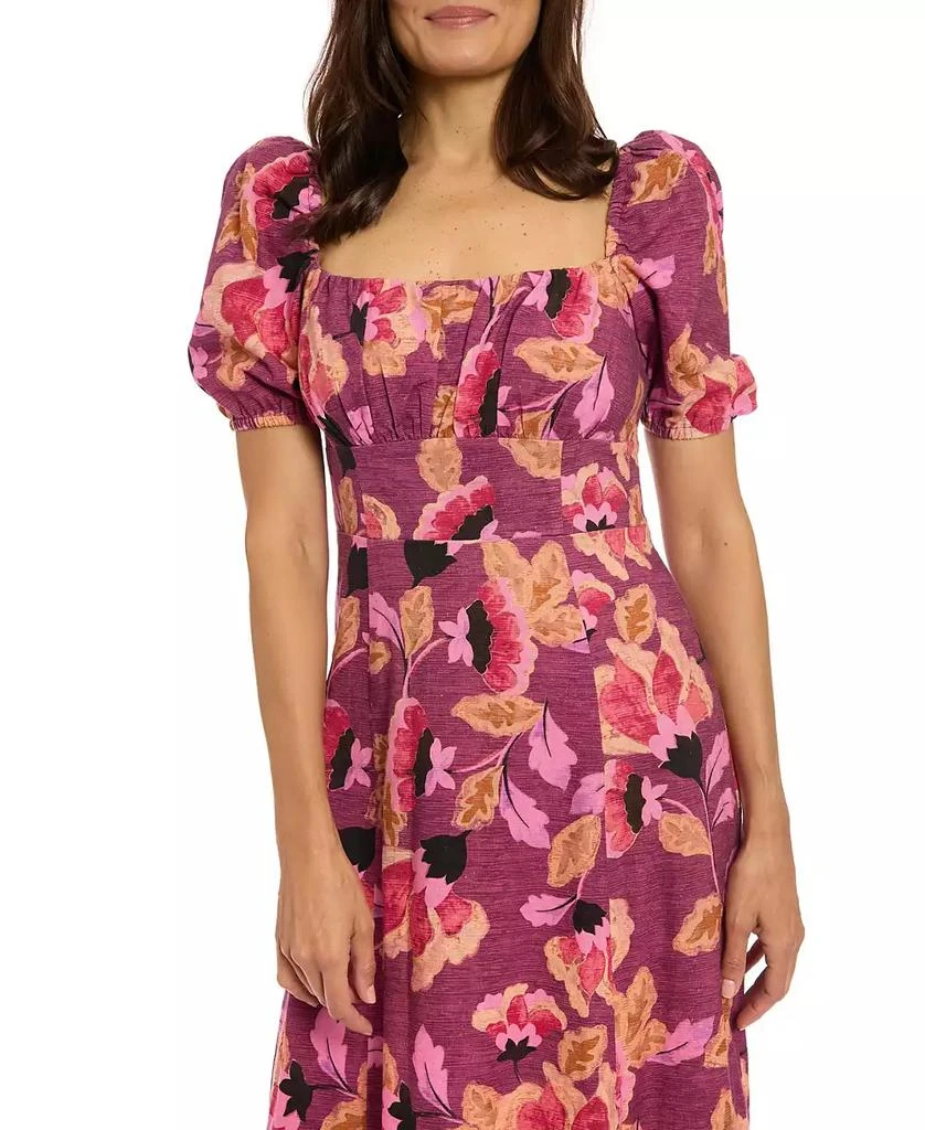 London Times Women's Printed Square-Neck Puff-Sleeve Dress 3