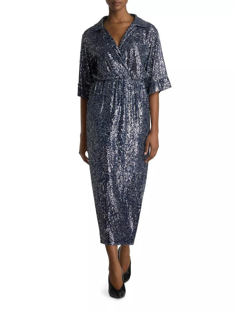 St. John Sequin Surplice Midi Dress 2