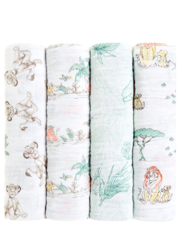 ADEN + ANAIS Set Of 4 Disney Organic Cotton Swaddles