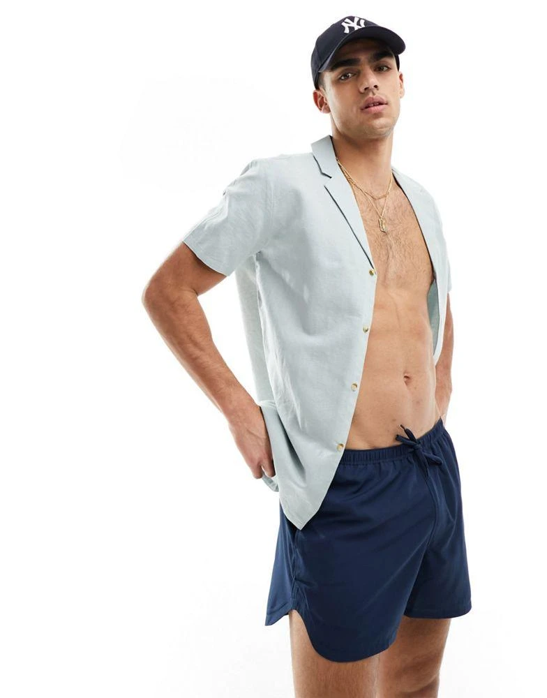 ASOS ASOS DESIGN swim shorts in short length with thin waistband in navy 1