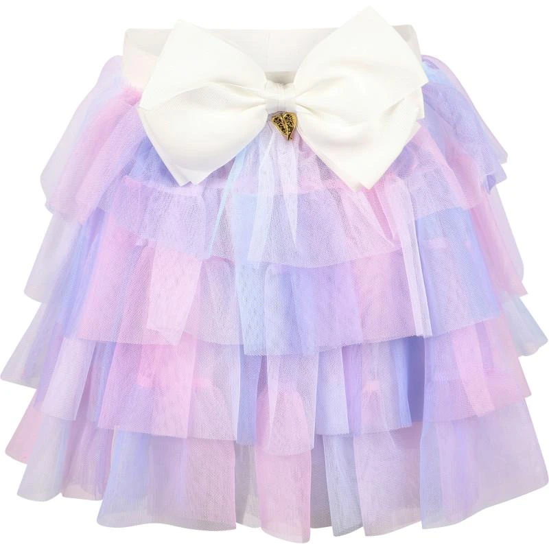 Angel's Face Large bow ruffled tutu skirt in purple and pink 1